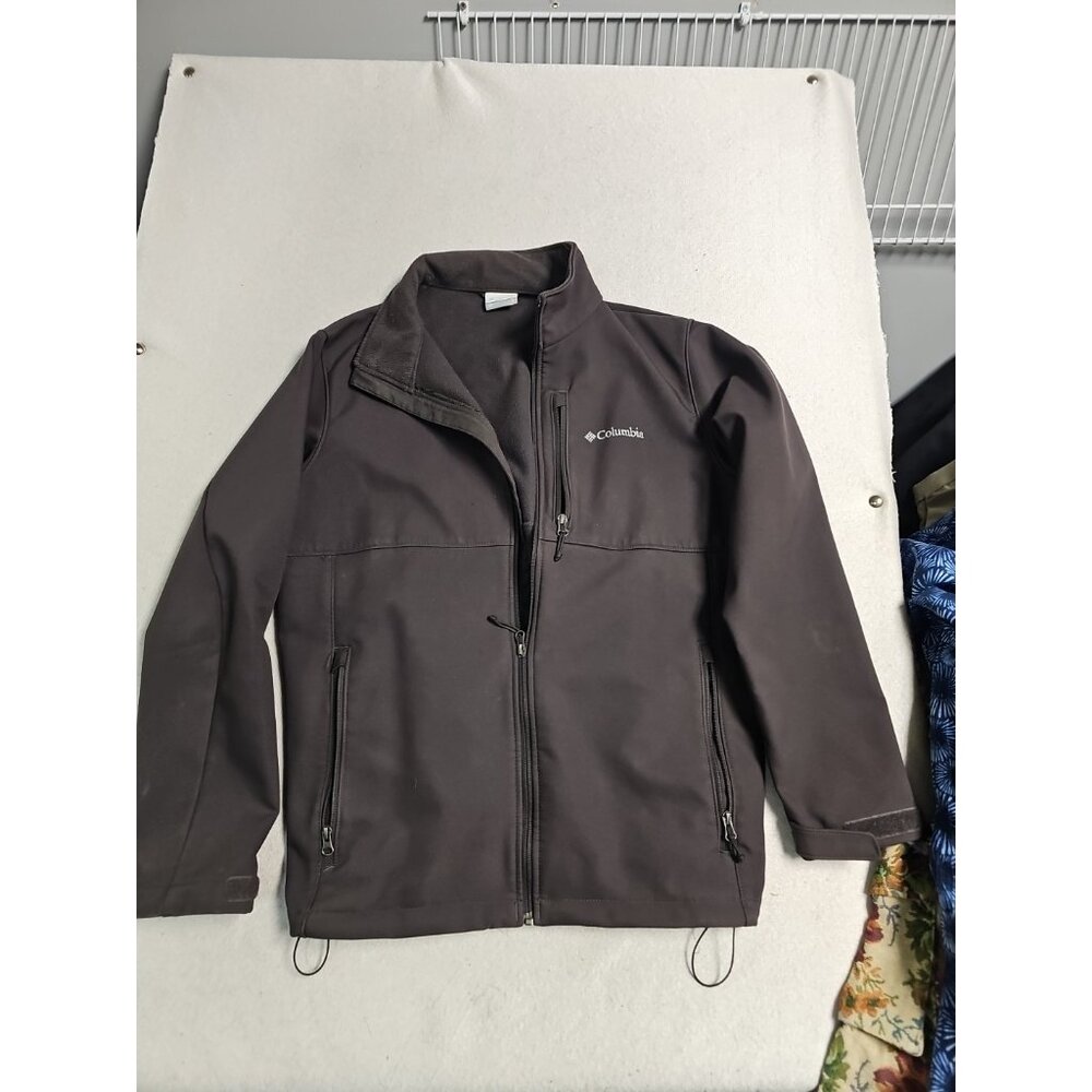 Columbia Mens Ascender Softshell Jacket Charcoal Grey Full Zip Fleece Lined L